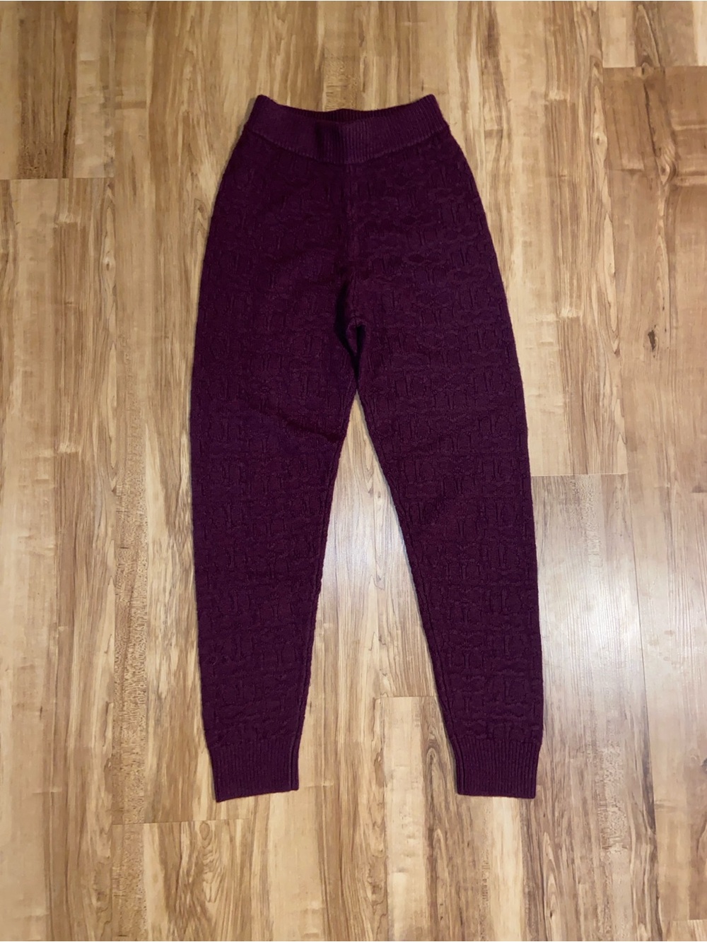 COACH Signature Knit Joggers Berry Purple Wool Cashmere Blend Size XS